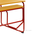 Double School Desk School Furniture Chairs And Tables For Junior Students Manufactory